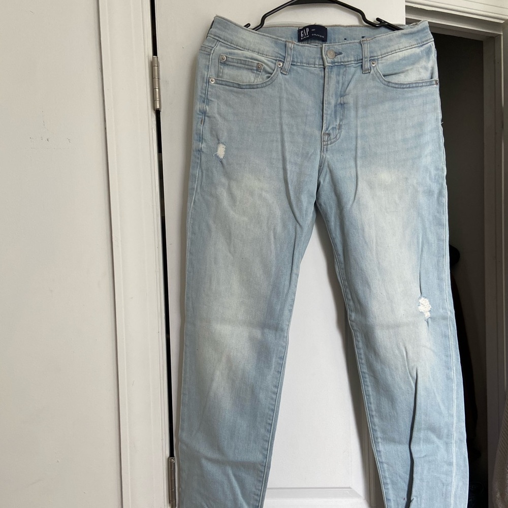 GAP light wash distressed tall jeans